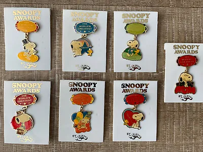 Vintage Aviva Snoopy Awards Peanuts Worlds Greatest  Pins 70-80s New NOS. 7 Pins • $17.99