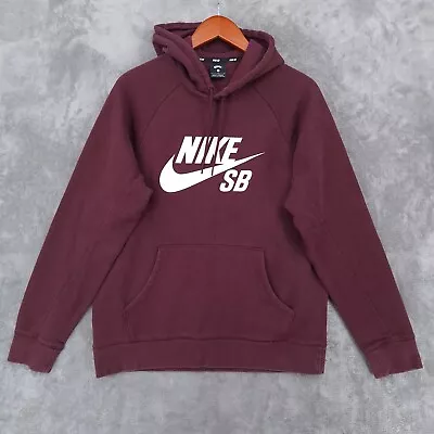 Nike SB Hoodie Mens Large Maroon Red Pullover Sweatshirt Logo Skateboarding • $26.95