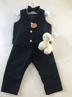 Baby Boys Linen Suit - Wedding Pageboy Outfit - Modern Christening Set - Gift • £45
