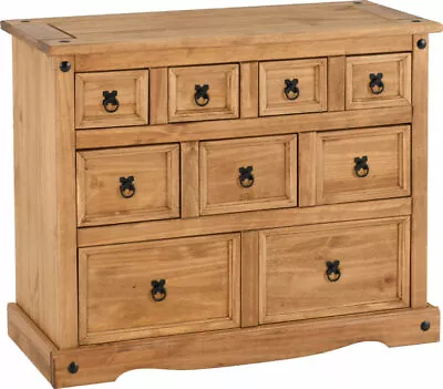 £175.51 • Buy Corona Merchant 4+3+2 Drawer Chest 9 Drawer Storage Distressed Waxed Pine Metal 