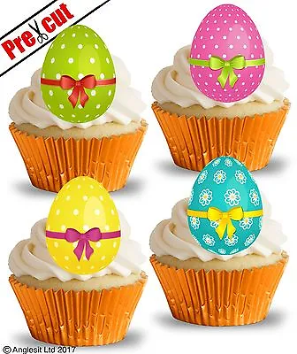 Pre-cut Easter Eggs Mix V. Edible Wafer Paper Cup Cake Party Toppers Decorations • £3.99