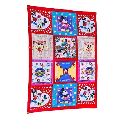 RARE VTG Handmade Disney Woronowicz Mickey Mouse Bandana Quilt Bed Blanket Twin • $98