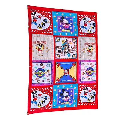 RARE VTG Handmade Disney Woronowicz Mickey Mouse Scarf Bandana Quilt Blanket • $98