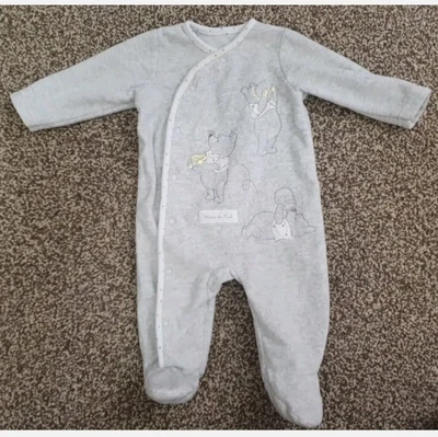 £0.99 • Buy Disney Winnie The Pooh Grey Fleece Sleepsuit Warm 0-3 Unisex