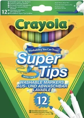 12 Crayola Supertips Bright Washable Markers Felt Tips 12 Pk • £5.49