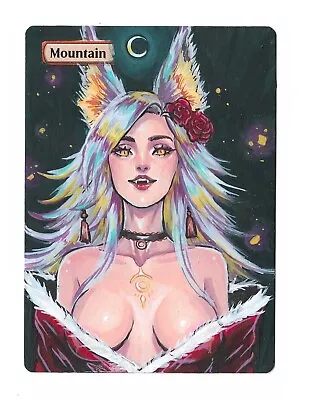 Hand Painted Altered MTG Card Mountain  Anime Girl By Cawblade • $104.50