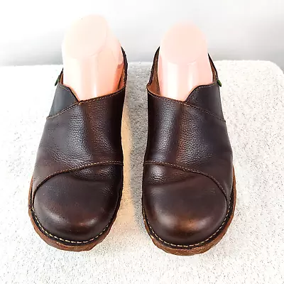 El Naturalista Mary Jane Mules Brown Leather Clogs Spain Size 10.5 • $14.99