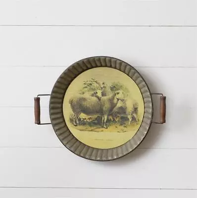 New Primitive Farmhouse Antique Style VINTAGE SHEEP PICTURE TRAY Wall Hanging  • $39.99