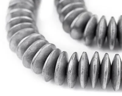 Maasai Silver Saucer Beads 20mm Aluminum Large Hole 24 Inch Strand • $59