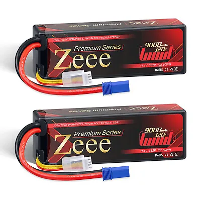 2x Zeee 11.4V 120C 9000mAh EC5 HV 3S LiPo Battery Hardcase For RC Car Truck Tank • $102.63