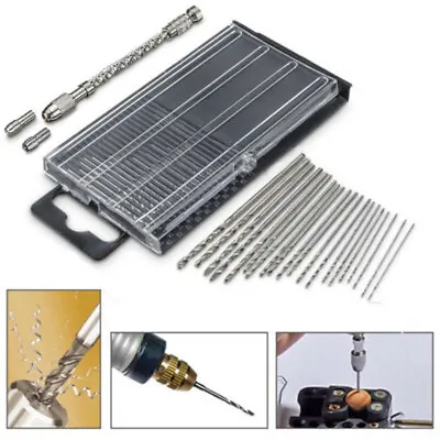 21Pcs HSS Mini Micro Spiral Hand Manual Push Drill Chuck Twist Pin Vise Bit • $4.99