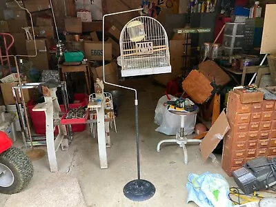 Vintage Hendryx Metal Bird Cage & Cast Iron  Stand • $124.99