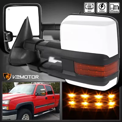 Fits 2003-2007 Chevy Silverado 1500 Chrome Power Heated Tow Mirrors+LED Signal • $118.38