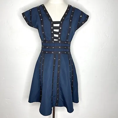 $34.98 • Buy Zac Posen For Target Womens Navy Blue Black Capped Sleeve Snap Dress