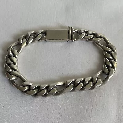 Heavy Vtg 8  Taxco Men’s Sterling Figaro Link Bracelet 53.4g 10mm Biker Chunky • $95