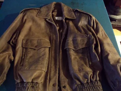 Coat Leather Bomber Style Jacket Brown Vakko Small • $100