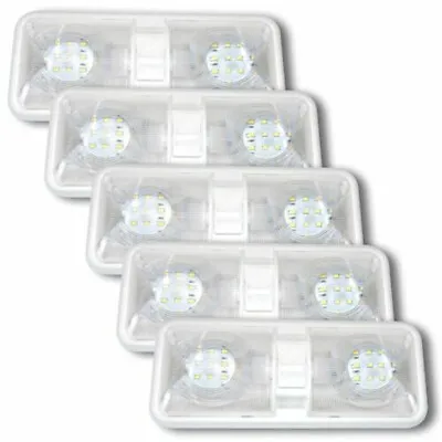 5 New RV LED 12v Ceiling Fixture Double Dome Light For Camper Trailer RV Marine • $48.95