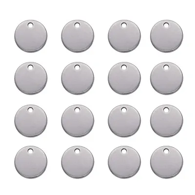100pcs 304 Stainless Steel Round Metal Tags Stamping Blanks Tag Charms 10x0.6mm • $10.99