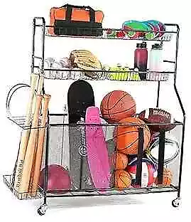  Ball Rack For Garage - Indoor & Outdoor Garage Ball Organizer Holder With  • $138.73