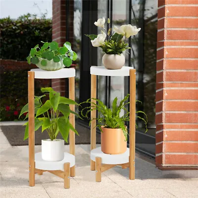 2 Pack Indoor Outdoor Plant Stand Flower Pot Vase Exhibition Shelf Holder 2 Tier • $19.96