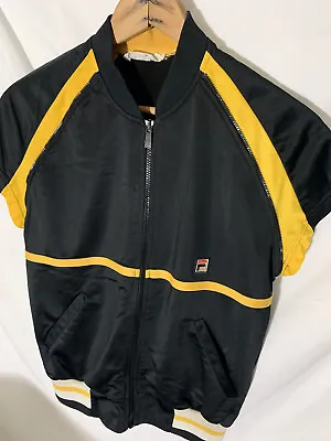 Vintage Fila Sleeveless Track Suit Jacket (Missing Sleeves) Medium Black Yellow • $14.99