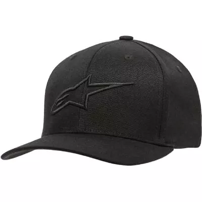 Alpinestars Mens 6 Panel Curve Flexfit Cap ~ Ageless Black Black • $70.87