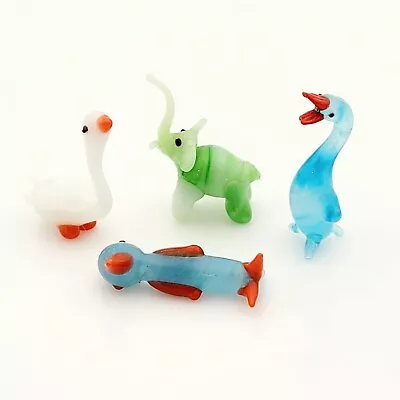 Vintage Murano Style Lampwork Glass Lot Of 4 Animals Elephant Swan Penguin Goose • $26