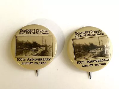 2 Vintage 1928 Boatmen's Reunion Keystone Badge Co. Pinbacks Buttons PA Canal • $76