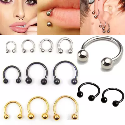 $3.95 • Buy 2PCS Stainless Steel EARRINGS Nose Septum Helix Lip Tragus Ring Body Piercing