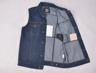 $29.99 • Buy Men's Denim Biker Motorcycle Vest Jacket Basic Phone Pockets Washed Dl-67117