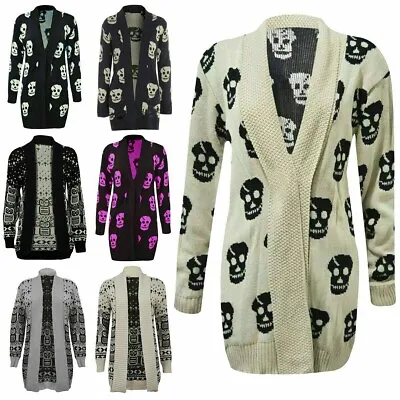 £12.99 • Buy Women Owl Skull Knitted Cardigan Ladies Halloween Jumper Winter Warm Sweater