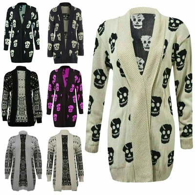£12.99 • Buy Women Owl Skull Knitted Cardigan Ladies Halloween Jumper Winter Warm Sweater