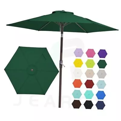  Patio Umbrella Market Table Umbrella With 6 Sturdy Ribs Push 7.5FT Dark Green • $64.21