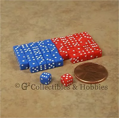 NEW 5mm 50 Blue Red Mini Six Sided Dice Set RPG Game Miniature 3/16 Inch Tiny D6 • $6.99