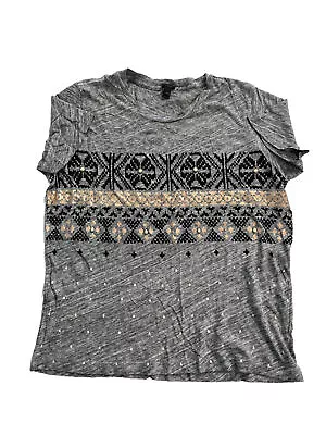 J.CREW Grey Heather Womens M T-shirt Jeweled Detail Front Black/copper Detail M • $19.60