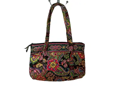 Vera Bradley Zippered Tote Bag Purse Villager Retired Symphony In Hue 15”x12  • $29.99