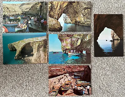 £3 • Buy 6x MALTA POSTCARDS - Blue Grotto - Cave - Wied Iz-Zurrieq - Dr Arvid Pardo Stamp