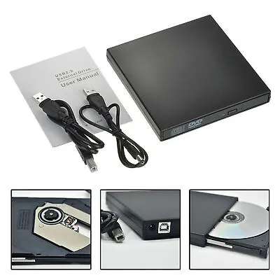 £16.99 • Buy Slim USB 2.0 External CD-RW DVD ROM Drive Writer Reader Burner For Laptop PC.