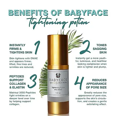 Babyface Tightening Serum STRONG 8% DMAE Matrixyl 3000 Shrinks Pores Tightens • $26.99