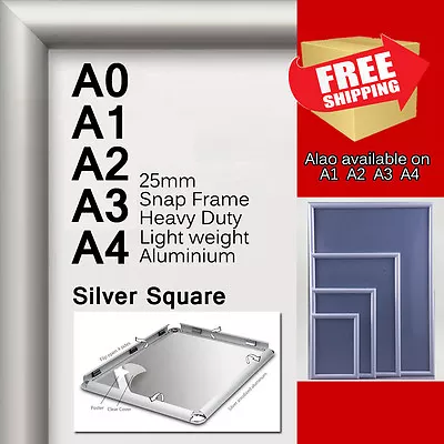 A0 A1 A2 A3 A4 PREMIUM Aluminum Snap Poster Frame Sign Holder Wall Mount Silver • $723