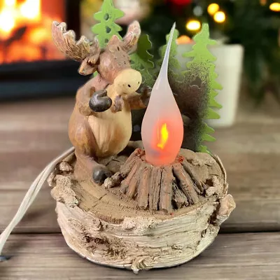 Moose With Trees Table Lamp Light Rustic Lodge Cabin Forest Decor Christmas • $24.99