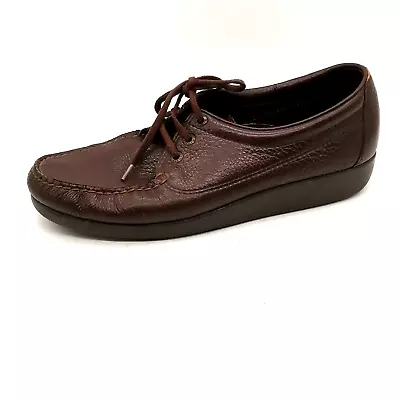 SAS Mens Oxford Shoe Brown Leather Lace Up Casual Low Top Round Toe 11 • $29.99