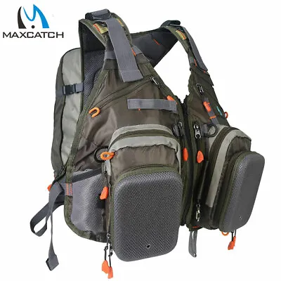 Maxcatch Fly Fishing Vest Backpack Multi-pocket Chest Mesh Bag Outdoor Sports • $39.90