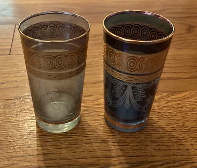 2 Bohemian Moroccan Tea Tumbler Glasses Blue And Green • $12