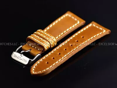 New Glycine 22MM High Grade Brown XS Leather Strap W/ Signed Silver Tone Buckle • $118.87