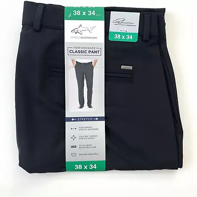 Greg Norman Men Performance Classic Pant Stretch Waist Black 38x34 • $16.87