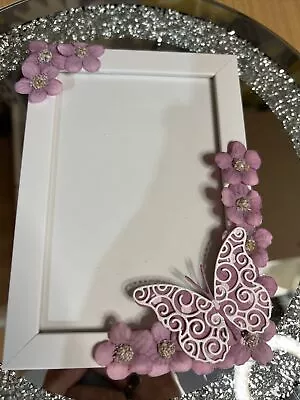 Beautiful Orchid  Daisy Hand Crafted Butterfly Photo Frame 6x4” • £7.95