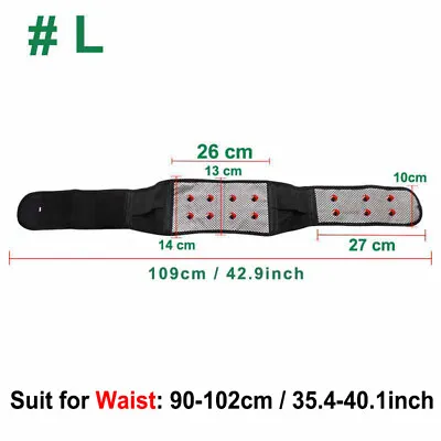 Adjustable Tourmaline Self Heating Magnetic Waist Belt Lumbar Support Back Wrap • £7.49