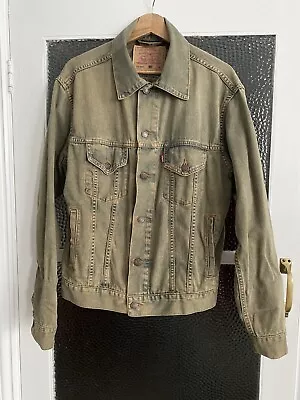 Levis Olive Green Wash Denim Trucker  Jacket  M Mens Unisex • £26.99