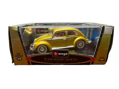 1955 VW Bug Volkswagen Kafer Beetle Burago Die Cast Model 1:18 Gold Italy • $29.99